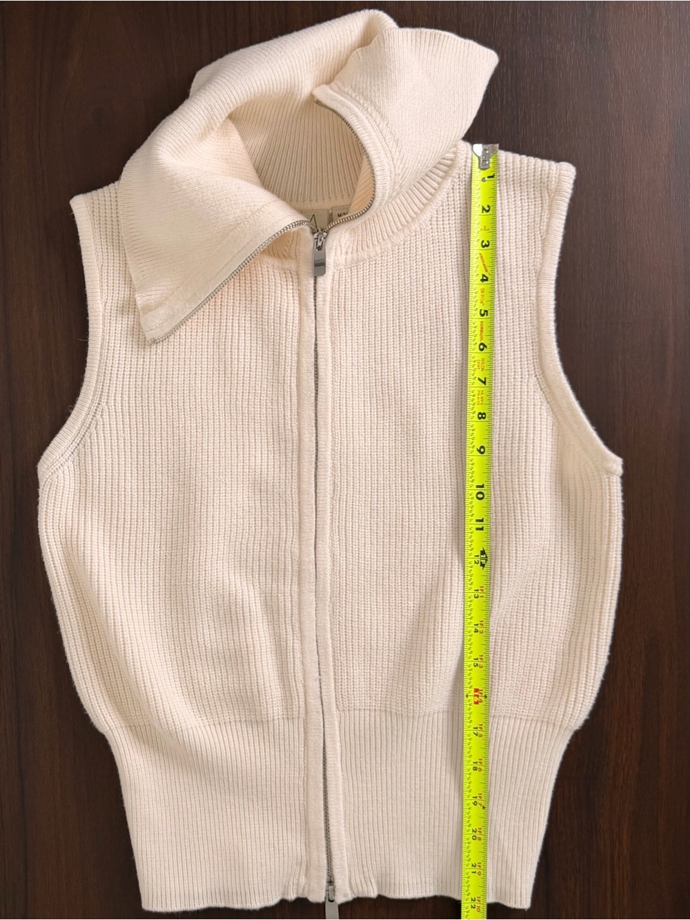 Joie Cream Ribbed Zip Front Sleeveless Sweater Vest M - Picture 13 of 13